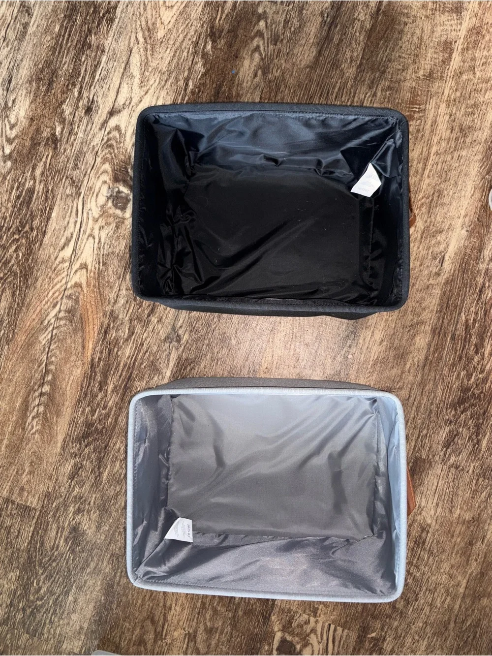 Black and Gray with Leather Accent storage cubby